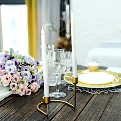 2 Metal 2 Arm Geometric Taper Candle Holders - Gold 16 2 Metal 2 Arm Geometric Taper Candle Holders - Gold -Optimal Home Decoration 2 metal geometric taper candle holders with horseshoe base gold iron cand tp005 gold 29459278233663