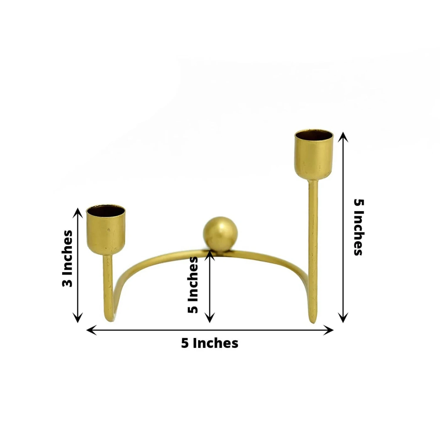 2 Metal 2 Arm Geometric Taper Candle Holders - Gold 4 2 Metal 2 Arm Geometric Taper Candle Holders - Gold - Image 2