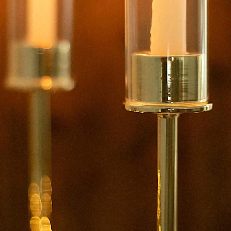 2 Metal Hurricane Taper Candle Holders With Clear Cylinder Glass Shades 22 2 Metal Hurricane Taper Candle Holders With Clear Cylinder Glass Shades - Image 20
