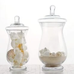 2 Pcs 10" 12" Tall Glass Apothecary Jars Containers With Lids - Clear 11 2 Pcs 10" 12" Tall Glass Apothecary Jars Containers With Lids - Clear -Optimal Home Decoration 2 pcs 10 12 tall glass apothecary jars containers with lids clear glas jar09 clr 4740583817279