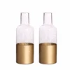 2 Pcs 10" Tall Glass Bottles Vases - Clear With Gold Spray 2 2 Pcs 10" Tall Glass Bottles Vases - Clear With Gold Spray -Optimal Home Decoration 2 pcs 10 tall glass bottles vases clear with gold spray vase a39 10 gold 13815268376639