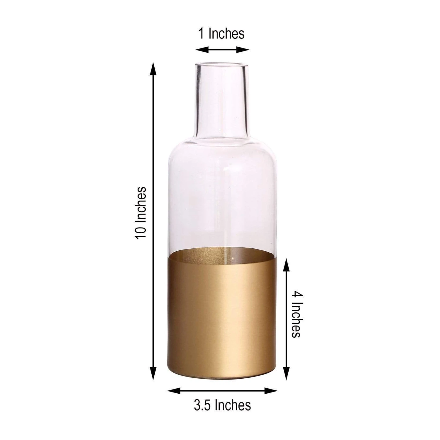 2 Pcs 10" Tall Glass Bottles Vases - Clear With Gold Spray 5 2 Pcs 10" Tall Glass Bottles Vases - Clear With Gold Spray - Image 3