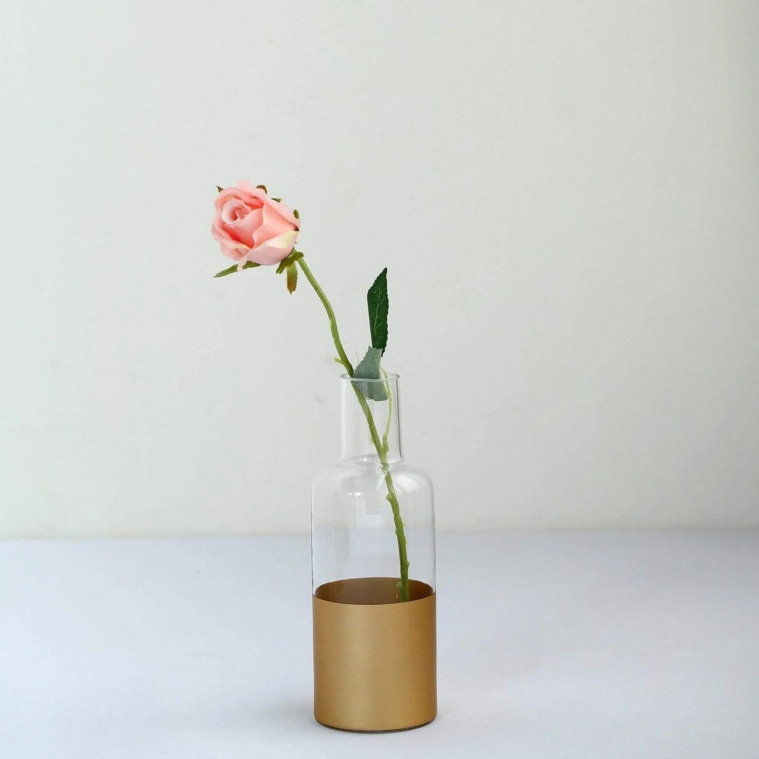 2 Pcs 10" Tall Glass Bottles Vases - Clear With Gold Spray 7 2 Pcs 10" Tall Glass Bottles Vases - Clear With Gold Spray - Image 5