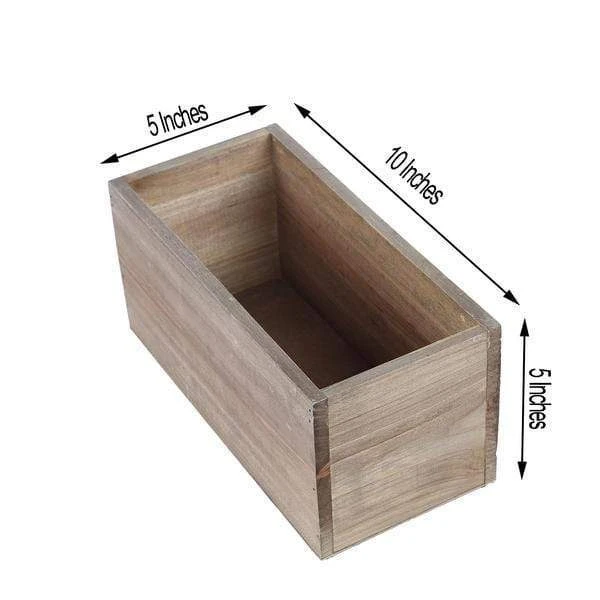 2 Pcs 10" X 5" Wood Rectangular Boxes Planter Holders Centerpieces 5 2 Pcs 10" X 5" Wood Rectangular Boxes Planter Holders Centerpieces - Image 3