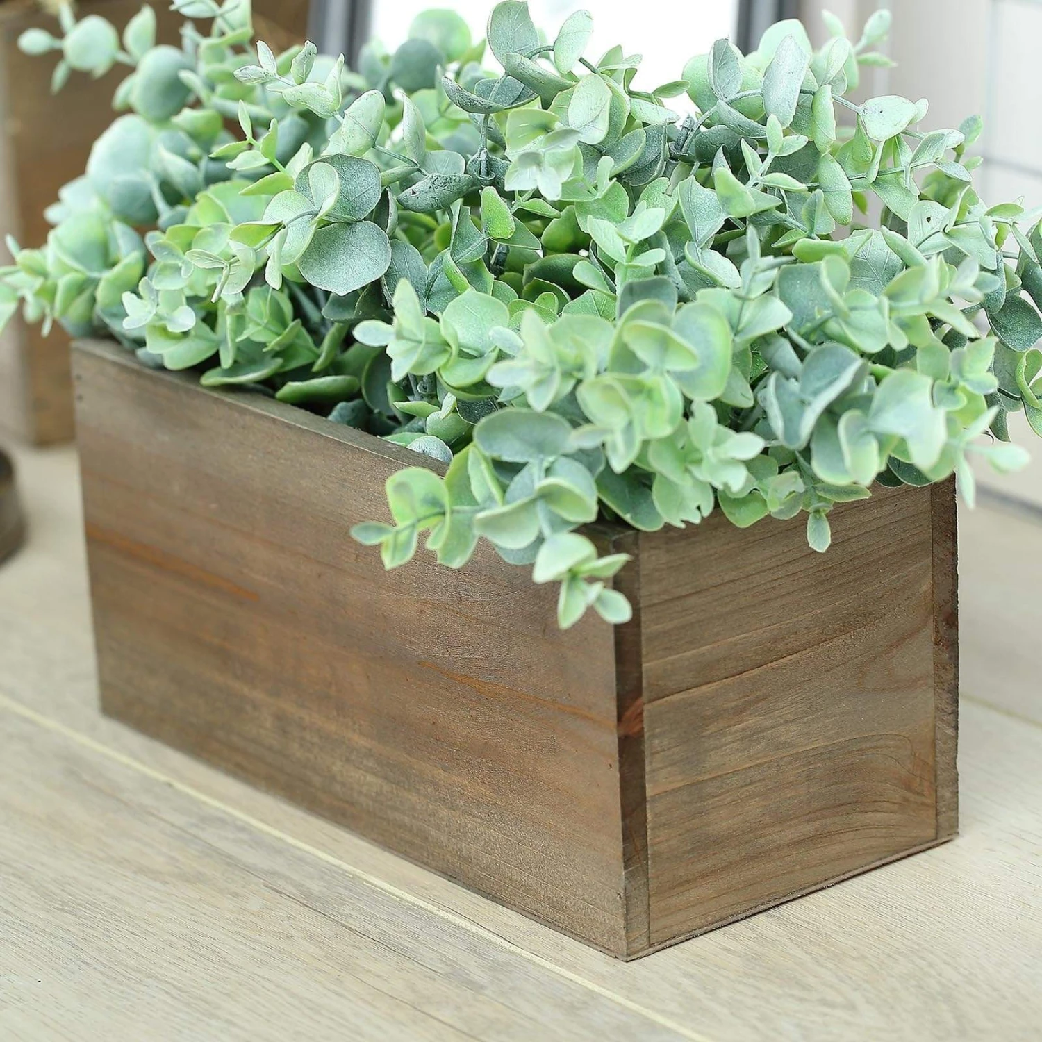 2 Pcs 10" X 5" Wood Rectangular Boxes Planter Holders Centerpieces 4 2 Pcs 10" X 5" Wood Rectangular Boxes Planter Holders Centerpieces - Image 2