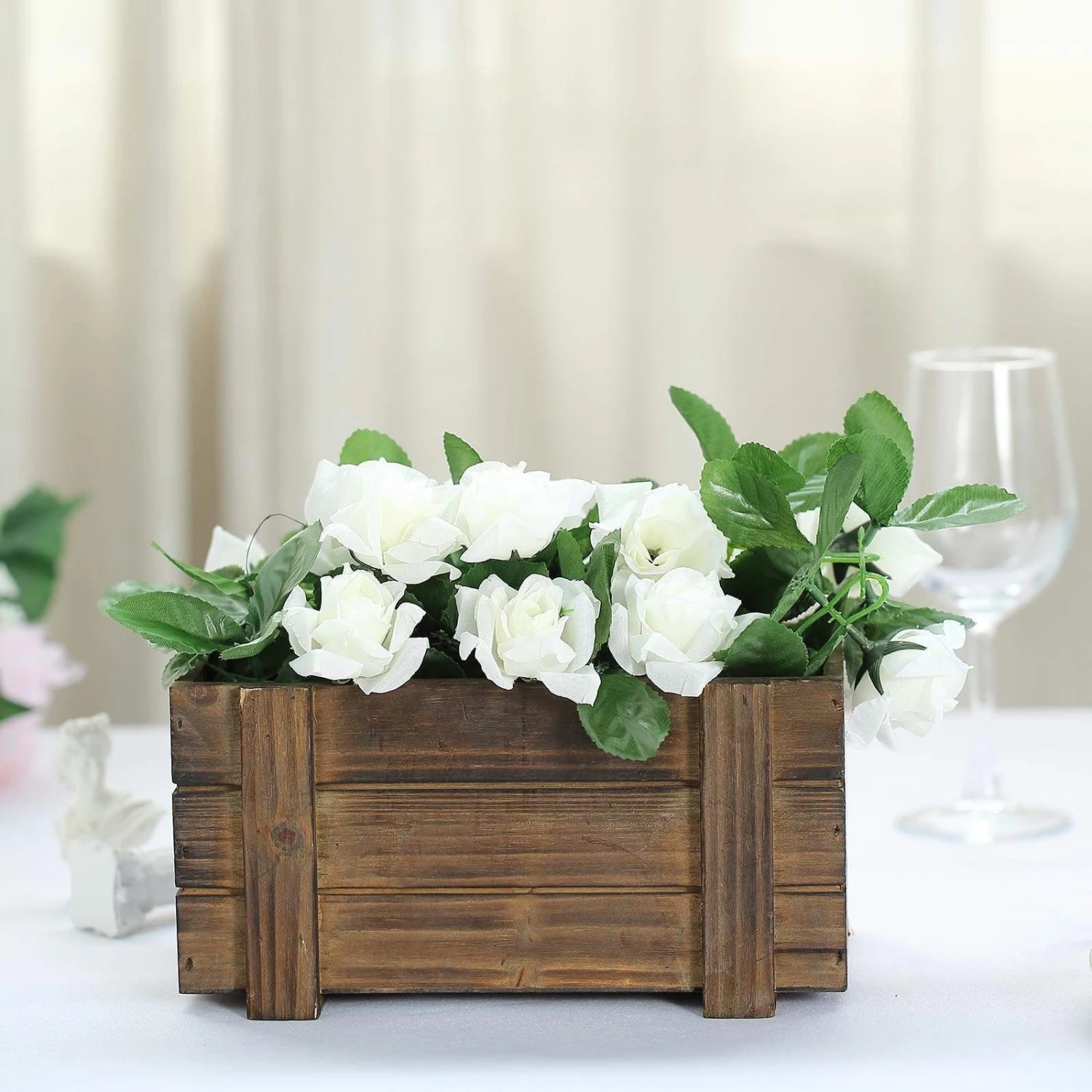 2 Pcs 10" X 5" Wood Rectangular Boxes Planter Holders Centerpieces 14 2 Pcs 10" X 5" Wood Rectangular Boxes Planter Holders Centerpieces - Image 12