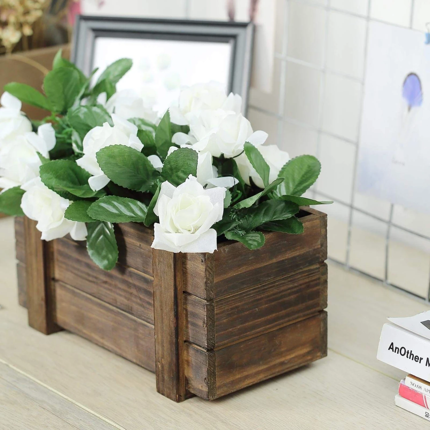 2 Pcs 10" X 5" Wood Rectangular Boxes Planter Holders Centerpieces 16 2 Pcs 10" X 5" Wood Rectangular Boxes Planter Holders Centerpieces - Image 14