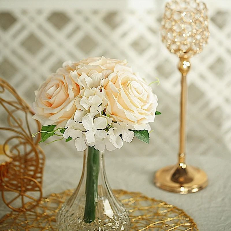 2 Pcs 11" Tall Silk Rose And Hydrangea Flowers Bouquets 11 2 Pcs 11" Tall Silk Rose And Hydrangea Flowers Bouquets - Image 9