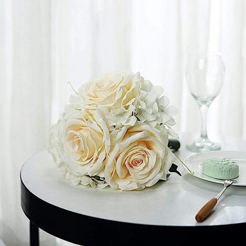 2 Pcs 11" Tall Silk Rose And Hydrangea Flowers Bouquets 12 2 Pcs 11" Tall Silk Rose And Hydrangea Flowers Bouquets - Image 10