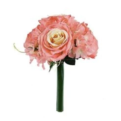 2 Pcs 11" Tall Silk Rose And Hydrangea Flowers Bouquets