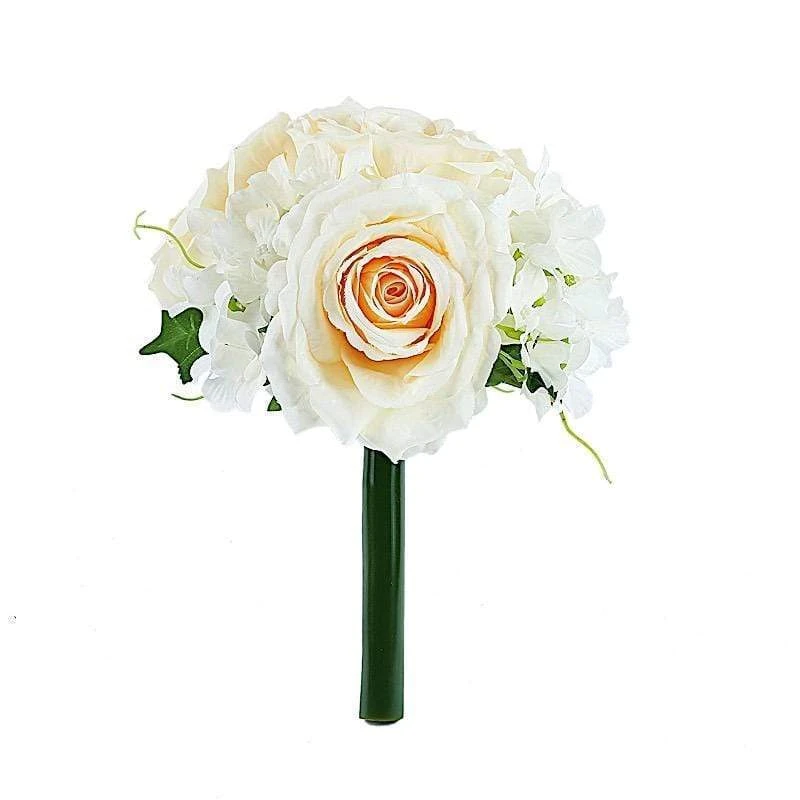 2 Pcs 11" Tall Silk Rose And Hydrangea Flowers Bouquets 9 2 Pcs 11" Tall Silk Rose And Hydrangea Flowers Bouquets - Image 7