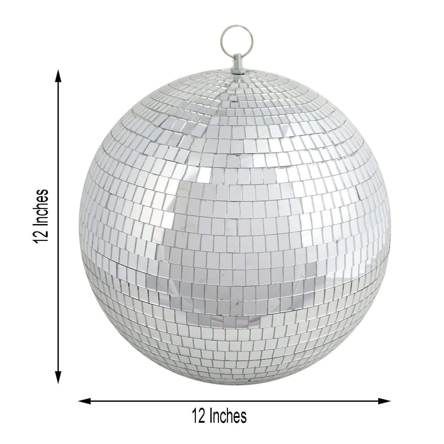 2 Pcs 12" Extra Wide Glass Mirror Disco Balls Ornaments - Silver 8 2 Pcs 12" Extra Wide Glass Mirror Disco Balls Ornaments - Silver - Image 6