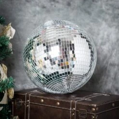 2 Pcs 12" Extra Wide Glass Mirror Disco Balls Ornaments - Silver 11 2 Pcs 12" Extra Wide Glass Mirror Disco Balls Ornaments - Silver -Optimal Home Decoration 2 pcs 12 extra wide glass mirror disco balls ornaments silver foam ball mir 12 28543556288575