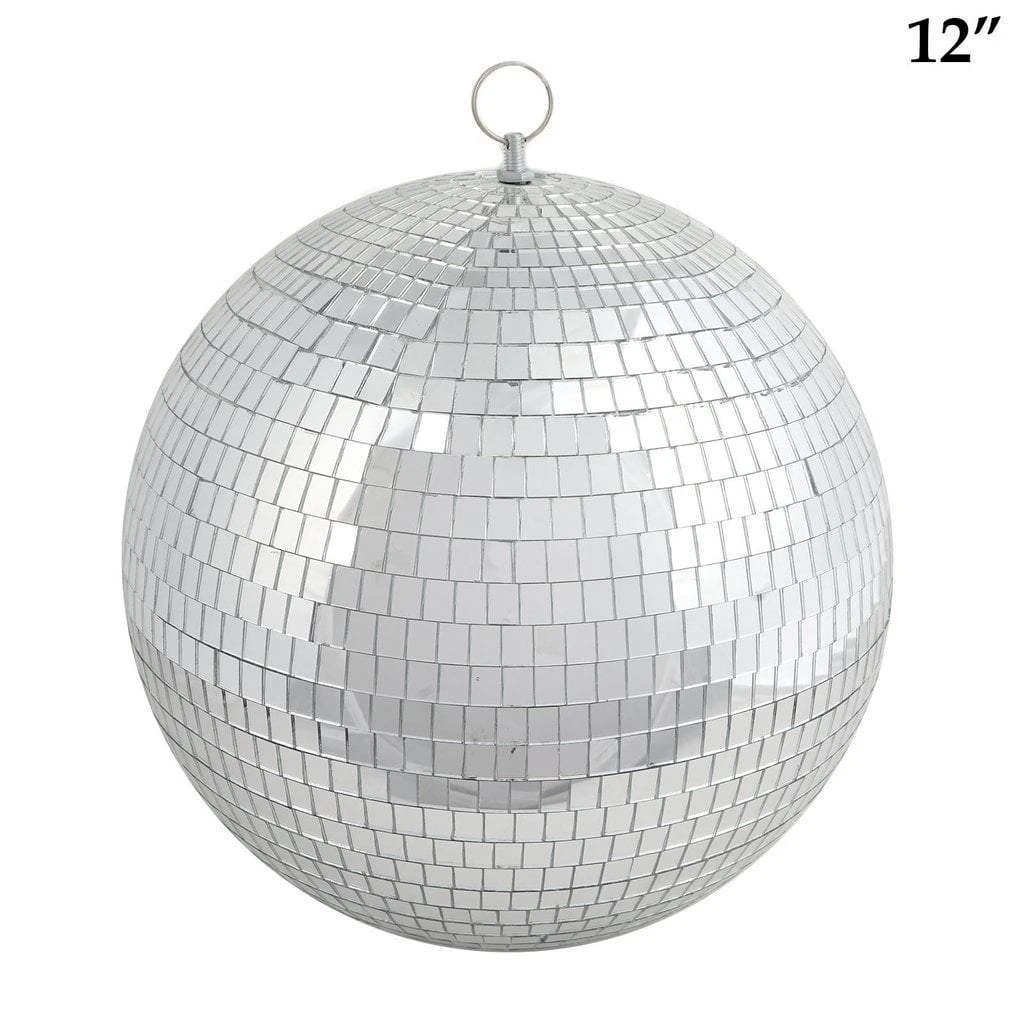 2 Pcs 12" Extra Wide Glass Mirror Disco Balls Ornaments - Silver 4 2 Pcs 12" Extra Wide Glass Mirror Disco Balls Ornaments - Silver - Image 2