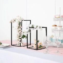 2 Pcs 12" Tall Geometric Metal Stands Wedding Flower Vase Holders -Optimal Home Decoration 2 pcs 12 tall geometric metal stands wedding flower vase holders 28939832459327