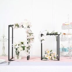 2 Pcs 12" Tall Geometric Metal Stands Wedding Flower Vase Holders -Optimal Home Decoration 2 pcs 12 tall geometric metal stands wedding flower vase holders 28940570165311