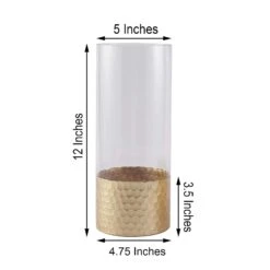 2 Pcs 12" Tall Glass Cylinder Honeycomb Rim Vases - Clear With Gold 17 2 Pcs 12" Tall Glass Cylinder Honeycomb Rim Vases - Clear With Gold -Optimal Home Decoration 2 pcs 12 tall glass cylinder honeycomb rim vases clear with gold vase a26 12 gold 28586096885823