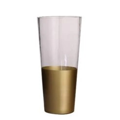 2 Pcs 12" Tall Glass Cylinder Vases - Clear With Gold Spray -Optimal Home Decoration 2 pcs 12 tall glass cylinder vases clear with gold spray vase a40 12 gold 28506469761087