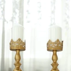 2 Pcs 12" Tall Lacy Trim Metal With Glass Candle Holders Centerpieces - Gold 12 2 Pcs 12" Tall Lacy Trim Metal With Glass Candle Holders Centerpieces - Gold -Optimal Home Decoration 2 pcs 12 tall lacy trim metal with glass candle holders centerpieces gold chdlr cand 028 12 gold 28503729274943