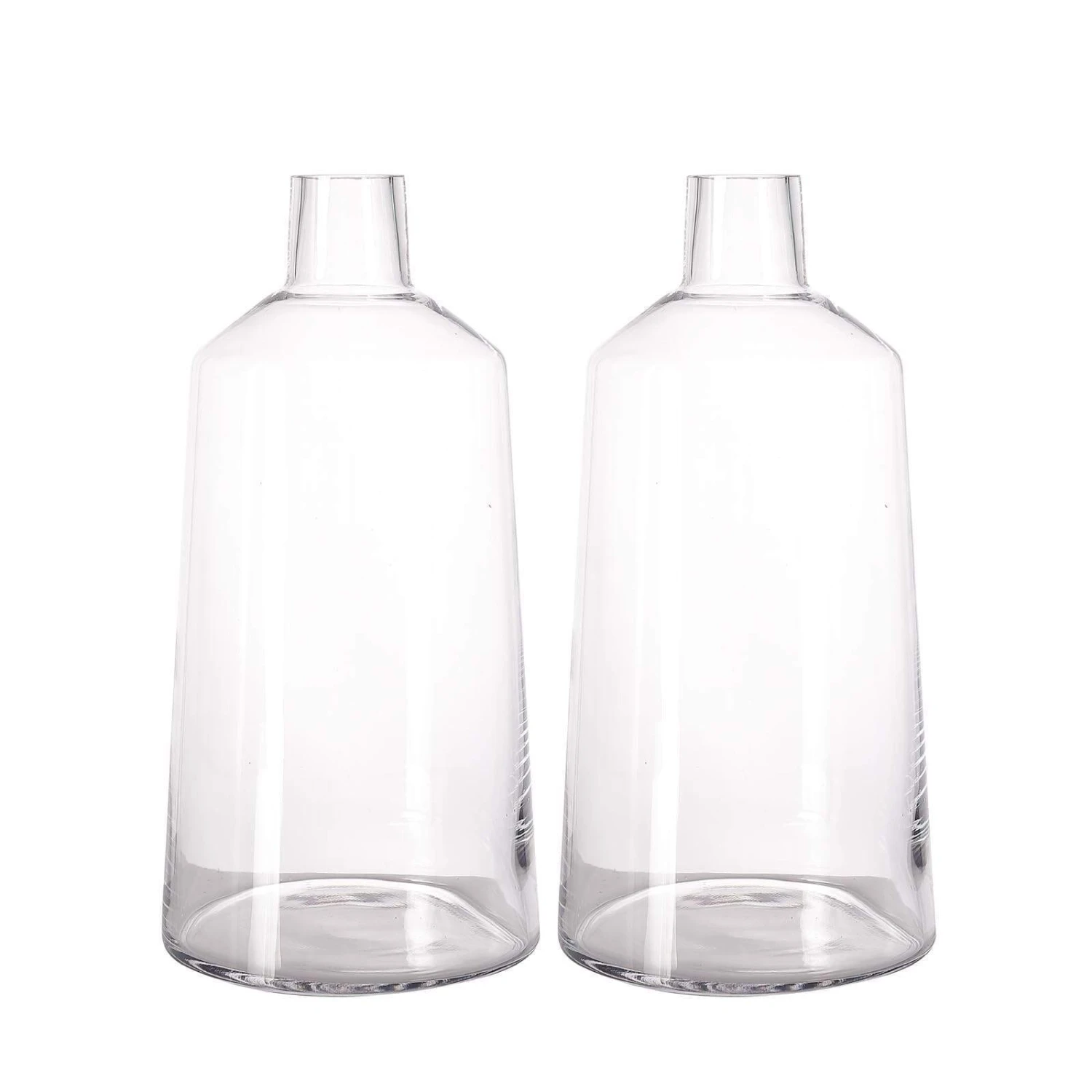 2 Pcs 12" Tall Tapered Neck Glass Vases Centerpieces - Clear 3 2 Pcs 12" Tall Tapered Neck Glass Vases Centerpieces - Clear