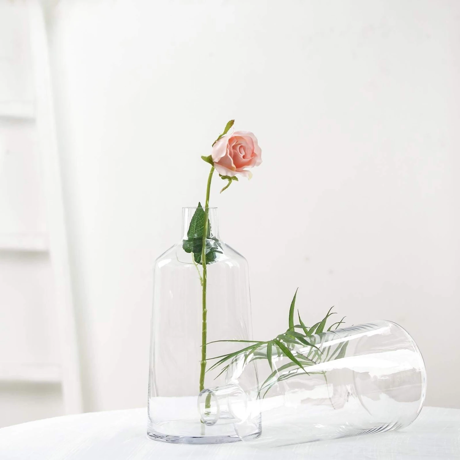 2 Pcs 12" Tall Tapered Neck Glass Vases Centerpieces - Clear 11 2 Pcs 12" Tall Tapered Neck Glass Vases Centerpieces - Clear - Image 9