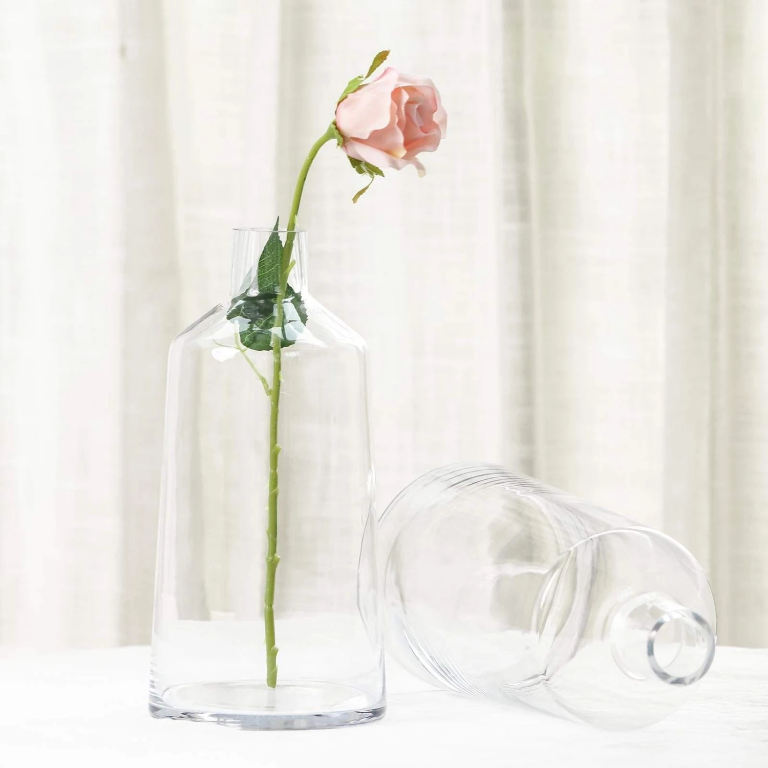 2 Pcs 12" Tall Tapered Neck Glass Vases Centerpieces - Clear 12 2 Pcs 12" Tall Tapered Neck Glass Vases Centerpieces - Clear - Image 10