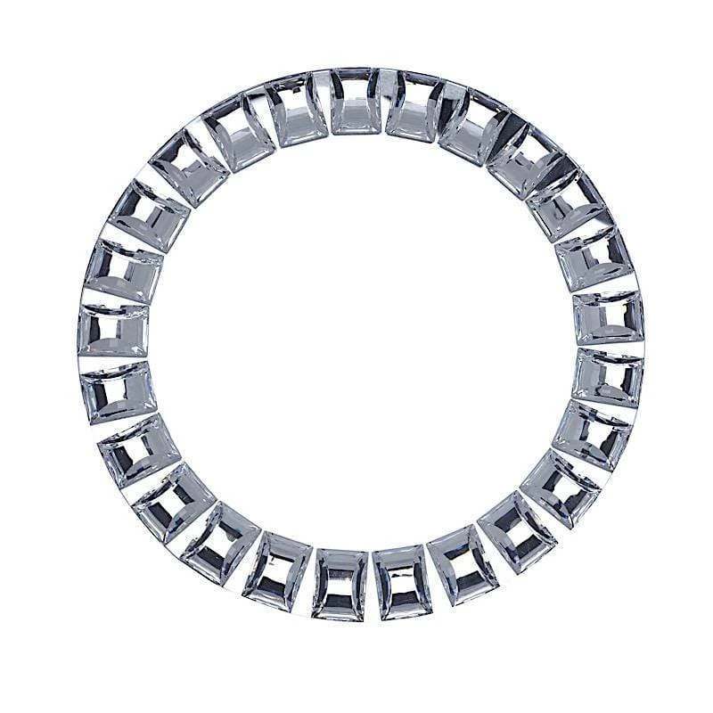 2 Pcs 13" Round Mirror Glass Charger Plates With Crystal Rim - Silver 3 2 Pcs 13" Round Mirror Glass Charger Plates With Crystal Rim - Silver