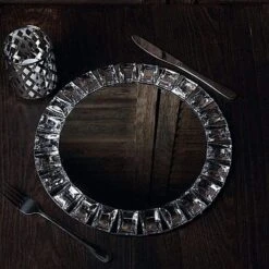 2 Pcs 13" Round Mirror Glass Charger Plates With Crystal Rim - Silver 13 2 Pcs 13" Round Mirror Glass Charger Plates With Crystal Rim - Silver -Optimal Home Decoration 2 pcs 13 round mirror glass charger plates with crystal rim silver chrg glas0001 silv 28507971256383