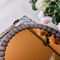 2 Pcs 13" Round Mirror Glass Charger Plates With Glitter Crystals Rim -Optimal Home Decoration 2 pcs 13 round mirror glass charger plates with glitter crystals rim 28993022558271