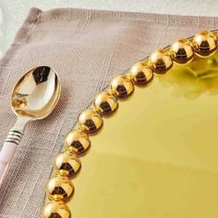 2 Pcs 13" Round Mirror Glass Charger Plates With Pearl Rim -Optimal Home Decoration 2 pcs 13 round mirror glass charger plates with pearl rim 28993028390975