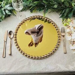 2 Pcs 13" Round Mirror Glass Charger Plates With Pearl Rim -Optimal Home Decoration 2 pcs 13 round mirror glass charger plates with pearl rim 28993028456511