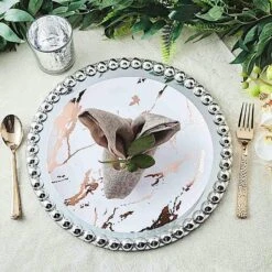 2 Pcs 13" Round Mirror Glass Charger Plates With Pearl Rim -Optimal Home Decoration 2 pcs 13 round mirror glass charger plates with pearl rim 28993028718655