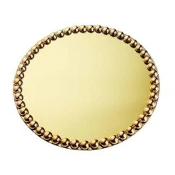 2 Pcs 13" Round Mirror Glass Charger Plates With Pearl Rim