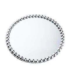 2 Pcs 13" Round Mirror Glass Charger Plates With Pearl Rim -Optimal Home Decoration 2 pcs 13 round mirror glass charger plates with pearl rim chrg glas0006 silv 28993044381759