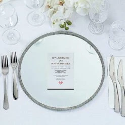 2 Pcs 13" Round Mirror Glass Charger Plates With Rhinestone Rim 30 2 Pcs 13" Round Mirror Glass Charger Plates With Rhinestone Rim -Optimal Home Decoration 2 pcs 13 round mirror glass charger plates with rhinestone rim 28993025474623