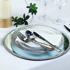 2 Pcs 13" Round Mirror Glass Charger Plates With Rhinestone Rim 33 2 Pcs 13" Round Mirror Glass Charger Plates With Rhinestone Rim -Optimal Home Decoration 2 pcs 13 round mirror glass charger plates with rhinestone rim 28993025572927