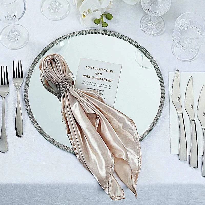 2 Pcs 13" Round Mirror Glass Charger Plates With Rhinestone Rim 16 2 Pcs 13" Round Mirror Glass Charger Plates With Rhinestone Rim - Image 14