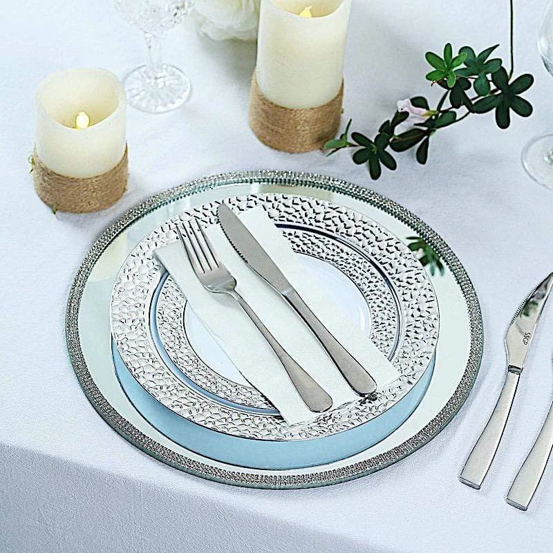 2 Pcs 13" Round Mirror Glass Charger Plates With Rhinestone Rim 17 2 Pcs 13" Round Mirror Glass Charger Plates With Rhinestone Rim - Image 15