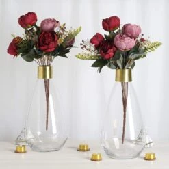2 Pcs 14" Tall Glass Bottles Jar Vases - Clear With Gold -Optimal Home Decoration 2 pcs 14 tall glass bottles jar vases clear with gold vase a62 14 13970545573951