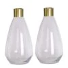 2 Pcs 14" Tall Glass Bottles Jar Vases - Clear With Gold -Optimal Home Decoration 2 pcs 14 tall glass bottles jar vases clear with gold vase a62 14 13970572476479