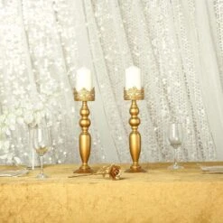 2 Pcs 14" Tall Lacy Trim Metal With Glass Candle Holders Centerpieces - Gold 15 2 Pcs 14" Tall Lacy Trim Metal With Glass Candle Holders Centerpieces - Gold -Optimal Home Decoration 2 pcs 14 tall lacy trim metal with glass candle holders centerpieces gold chdlr cand 028 14 gold 28503816306751