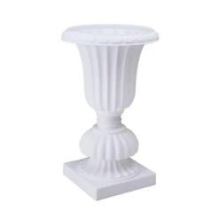 2 Pcs 20" Tall Decorative Roman Planters Plastic Flower Pots - White