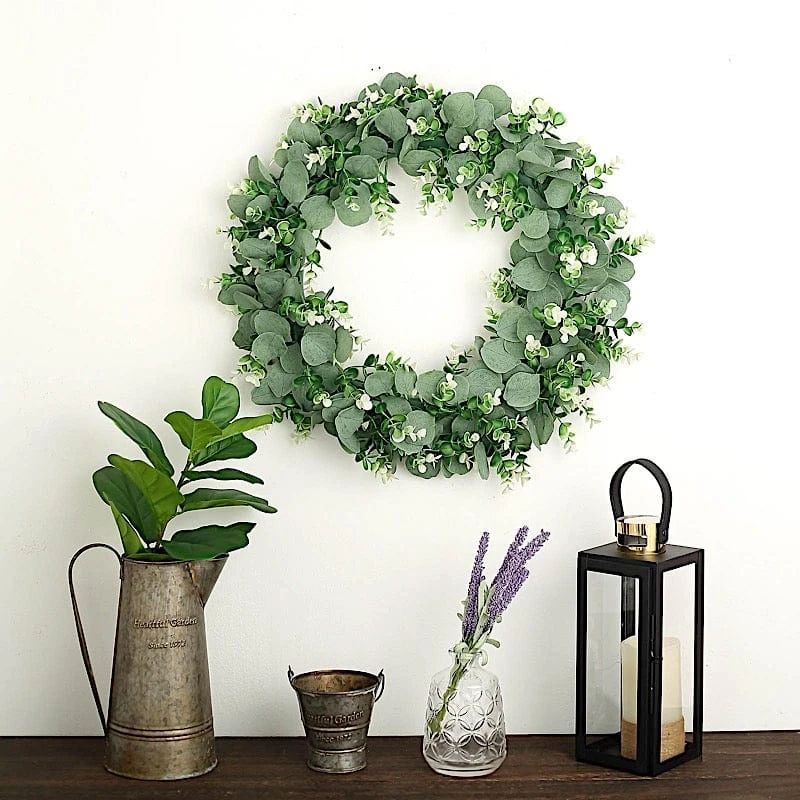 2 Wreaths 21" Artificial Leaves Candle Rings 6 2 Wreaths 21" Artificial Leaves Candle Rings - Image 4