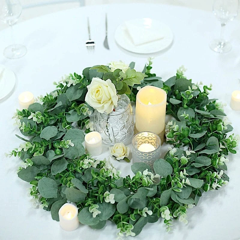 2 Wreaths 21" Artificial Leaves Candle Rings 8 2 Wreaths 21" Artificial Leaves Candle Rings - Image 6