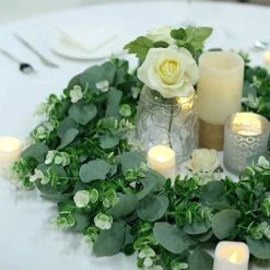 2 Wreaths 21" Artificial Leaves Candle Rings 26 2 Wreaths 21" Artificial Leaves Candle Rings -Optimal Home Decoration 2 pcs 21 artificial eucalyptus and genlisea leaves wreath white and green arti ring grn l 01 wht 29328140894271