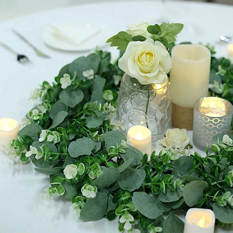 2 Wreaths 21" Artificial Leaves Candle Rings 7 2 Wreaths 21" Artificial Leaves Candle Rings - Image 5