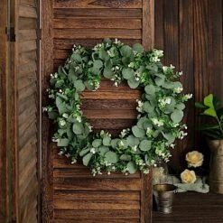 2 Wreaths 21" Artificial Leaves Candle Rings 24 2 Wreaths 21" Artificial Leaves Candle Rings -Optimal Home Decoration 2 pcs 21 artificial eucalyptus and genlisea leaves wreath white and green arti ring grn l 01 wht 29328140927039