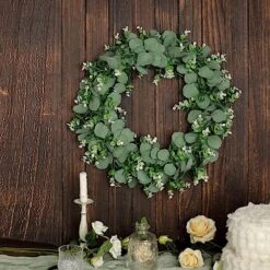 2 Wreaths 21" Artificial Leaves Candle Rings 29 2 Wreaths 21" Artificial Leaves Candle Rings -Optimal Home Decoration 2 pcs 21 artificial eucalyptus and genlisea leaves wreath white and green arti ring grn l 01 wht 29328140959807