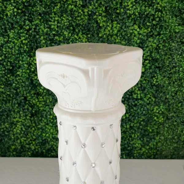 2 Pcs 25" Tall French Decorative Columns Beaded Pedestal Stands - White 5 2 Pcs 25" Tall French Decorative Columns Beaded Pedestal Stands - White - Image 3