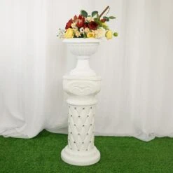 2 Pcs 25" Tall French Decorative Columns Beaded Pedestal Stands - White 18 2 Pcs 25" Tall French Decorative Columns Beaded Pedestal Stands - White -Optimal Home Decoration 2 pcs 25 tall french decorative columns beaded pedestal stands white prop roma 11 28329222701119